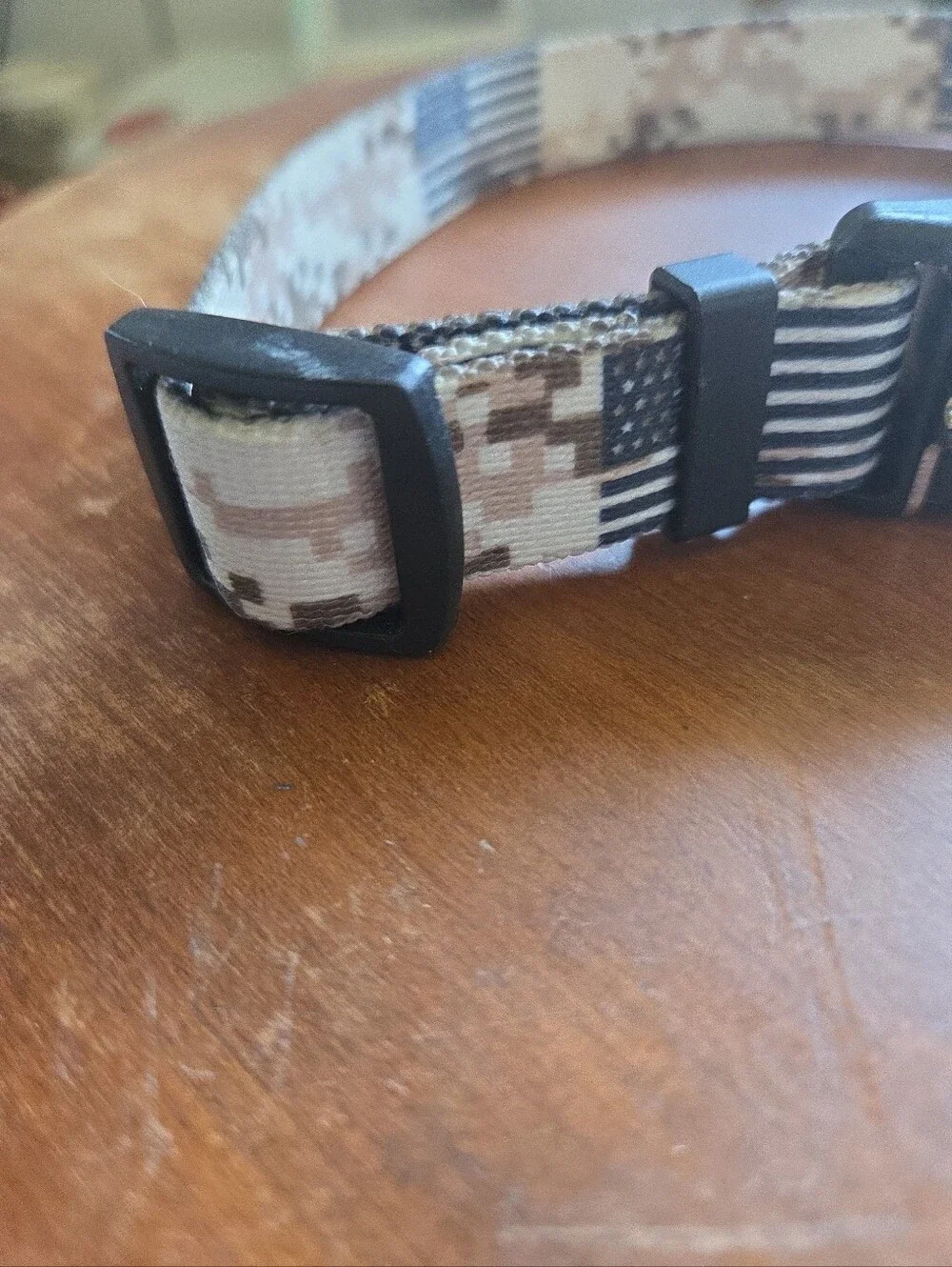 Camo Pet Collar with Black American Flag Medium